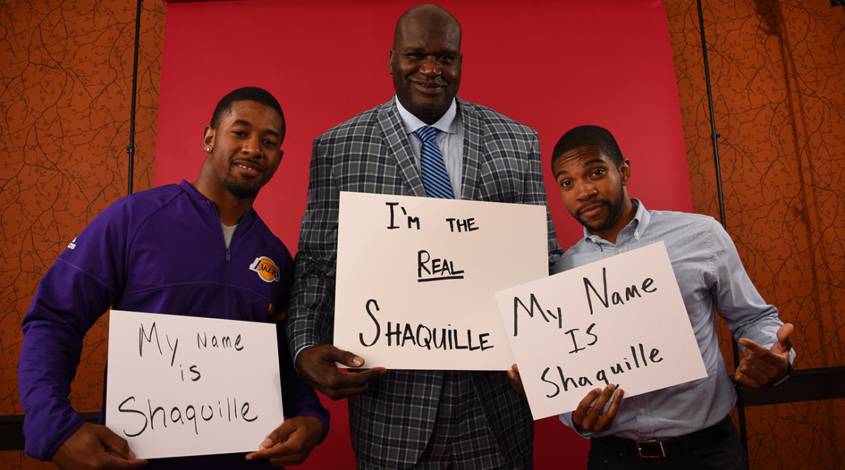 Shaquilles Alexander, O'Neal and Brewster met up before Game 4 of the NBA Finals in Cleveland.